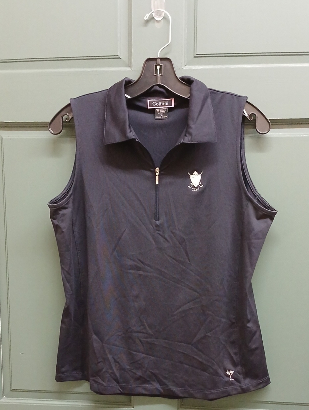 GOLFTINI Women's Sleeveless Polo Performance Golf Tank - Navy Blue Size Large